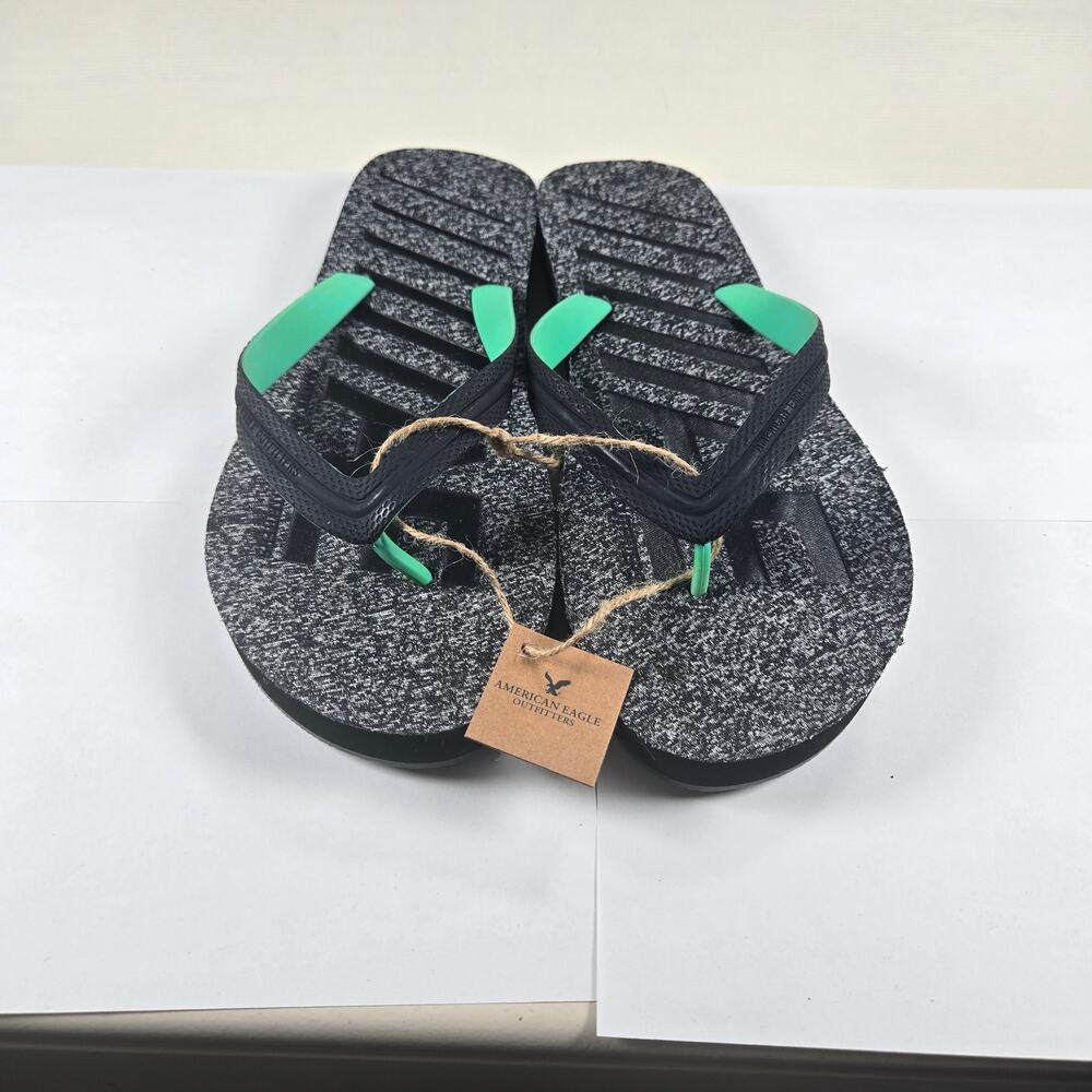 NWT American Eagle AE Flip Flop Sandals in Charcoal Black Green Men's‎ Size 12